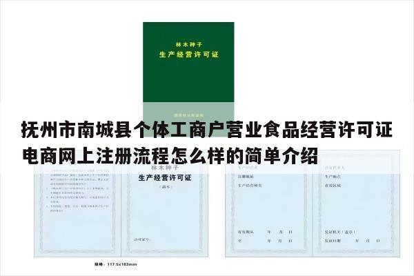 抚州市南城县个体工商户营业食品经营许可证电商网上注册流程怎么样的简单介绍