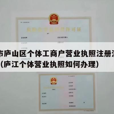 九江市庐山区个体工商户营业执照注册流程和费用（庐江个体营业执照如何办理）