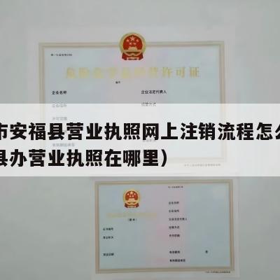 吉安市安福县营业执照网上注销流程怎么走（吉安县办营业执照在哪里）