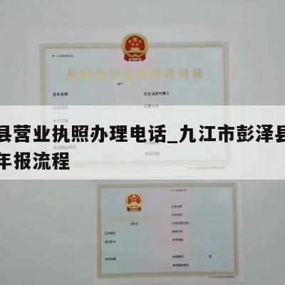 彭泽县营业执照办理电话_九江市彭泽县营业执照年报流程