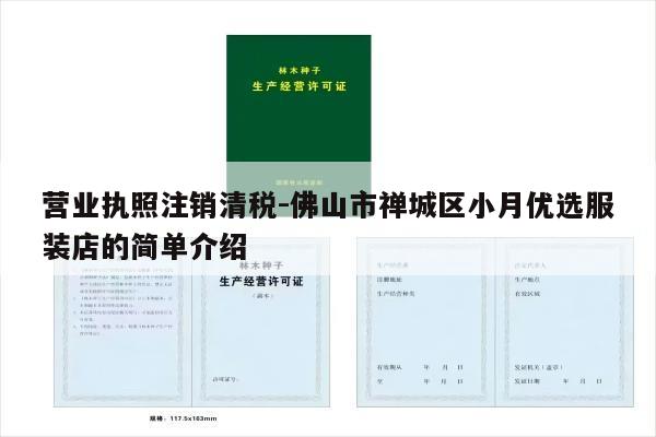 营业执照注销清税-佛山市禅城区小月优选服装店的简单介绍